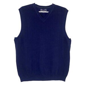 CLUB ROOM, knitted pullover, sleeveless, for men, blue, cotton and nylon, XL
